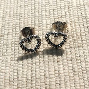 RETIRED James Avery twisted wire heart ear posts